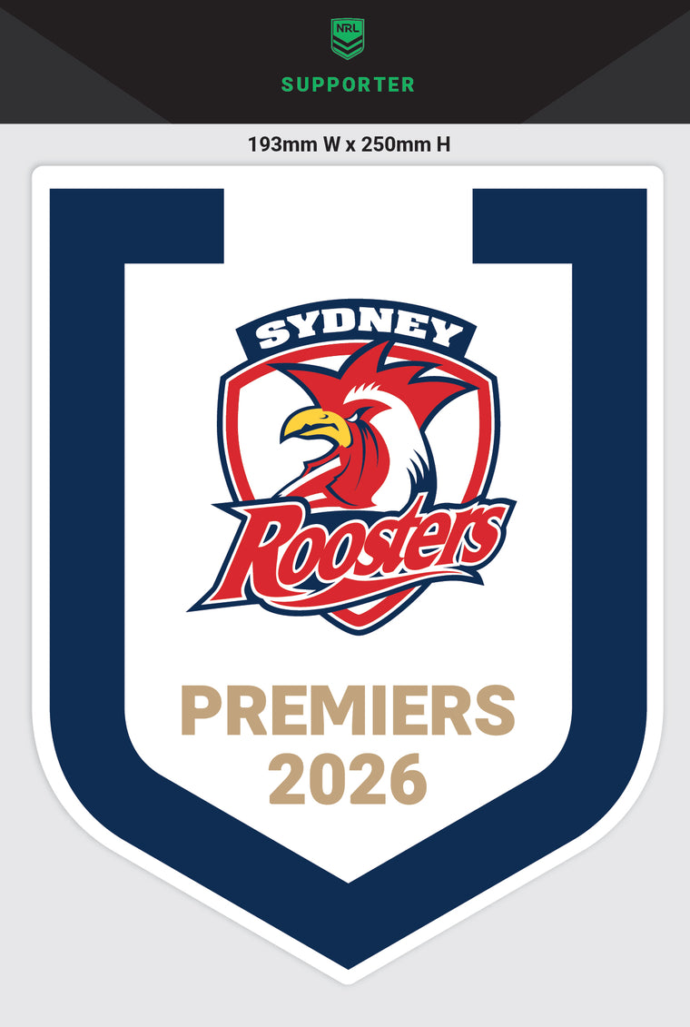 *PRE ORDER 12/10* Sydney Roosters 2026 Premiers Car Logo Sticker - Mega