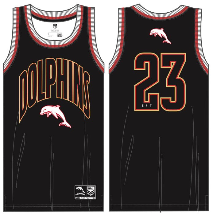 Dolphins Kids Basketball Singlet - Black