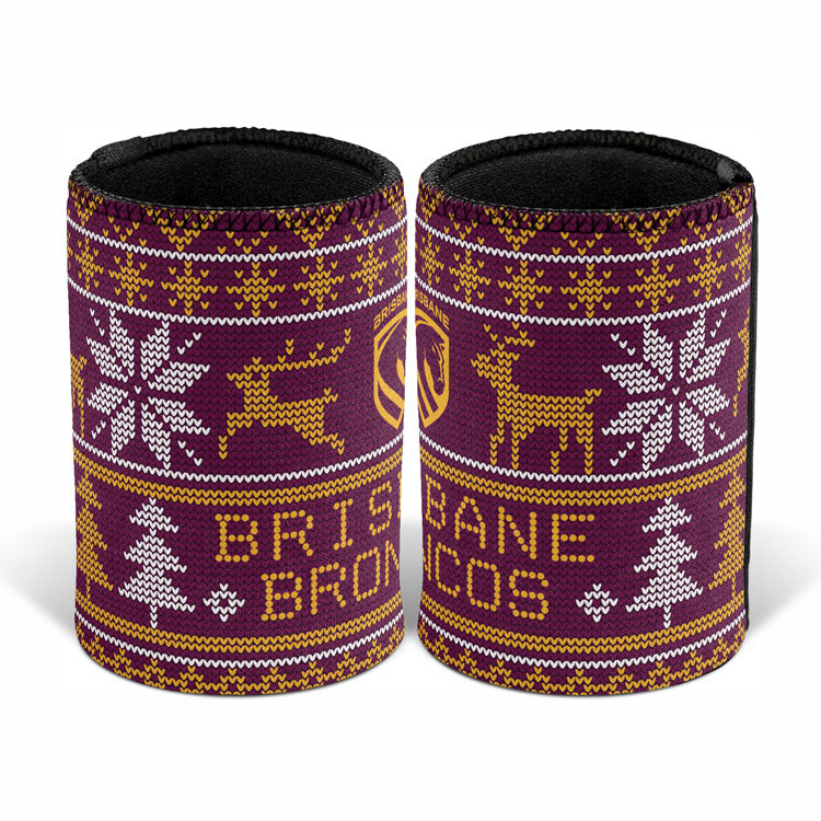 Brisbane Broncos Stubby Cooler - Christmas