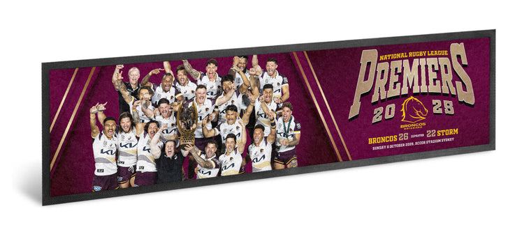 *PRE ORDER 19/12* Brisbane Broncos 2025 Premiers Bar Runner - Team Photo