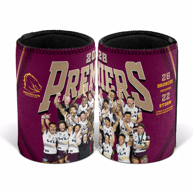 *PRE ORDER 19/12* Brisbane Broncos 2025 Premiers Stubby Cooler - Team Photo