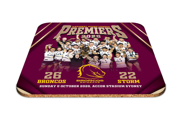 *PRE ORDER 19/12* Brisbane Broncos 2025 Premiers Coasters 4pk