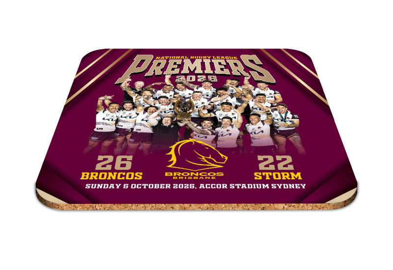 *PRE ORDER 19/12* Brisbane Broncos 2025 Premiers Coasters 4pk