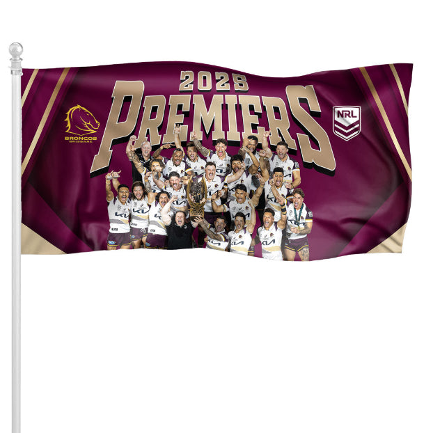 *PRE ORDER 19/12* Brisbane Broncos 2025 Premiers Pole Flag