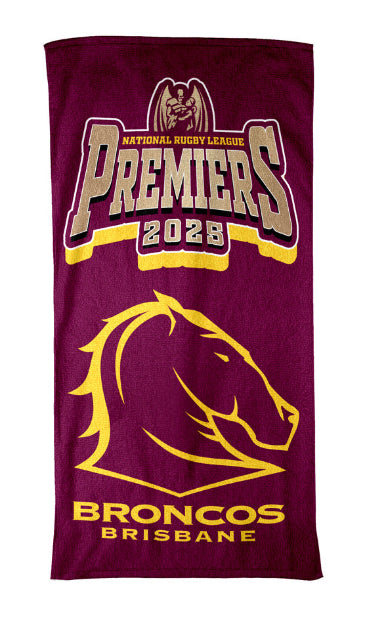 *PRE ORDER 19/12* Brisbane Broncos 2025 Premiers Beach Towel
