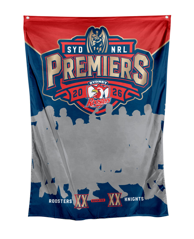 *PRE ORDER 18/12* Sydney Roosters 2026 Premiers Wall Flag - Team Photo