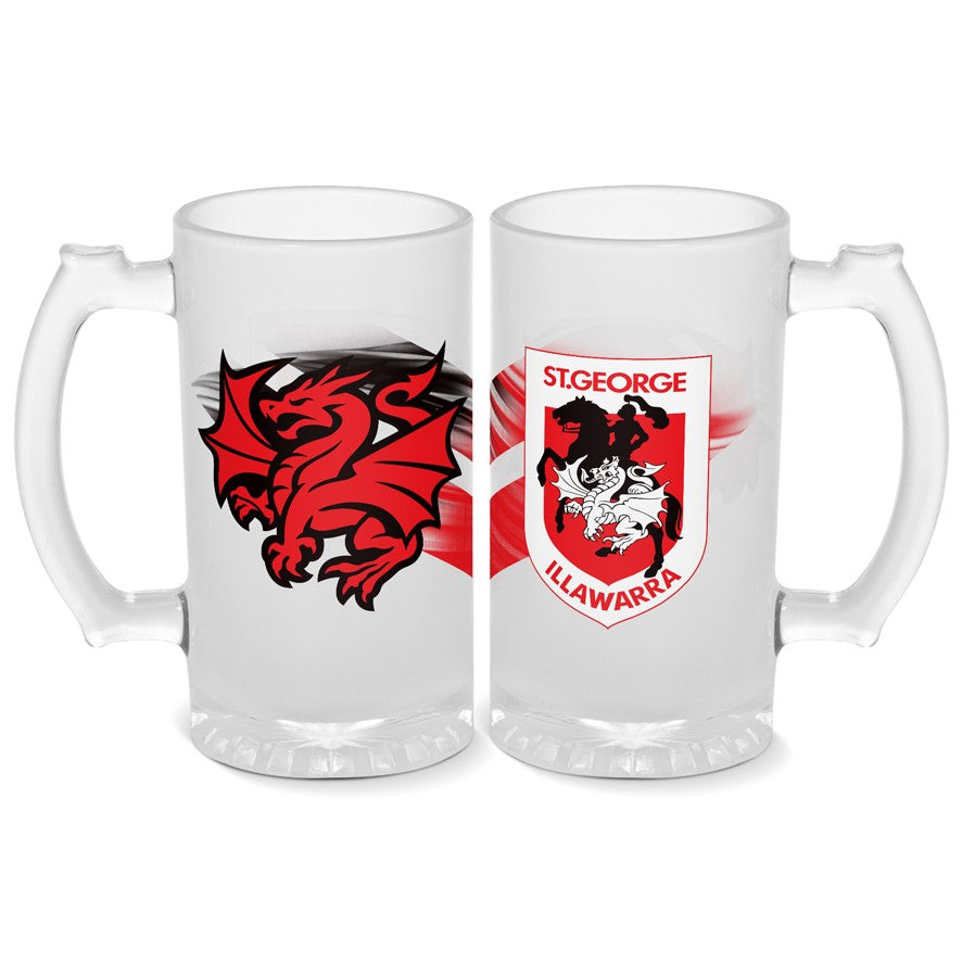 St George Illawarra Dragons Frosted Stein Glass