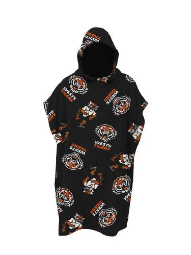 Wests Tigers Beach Towel - Kids Hooded