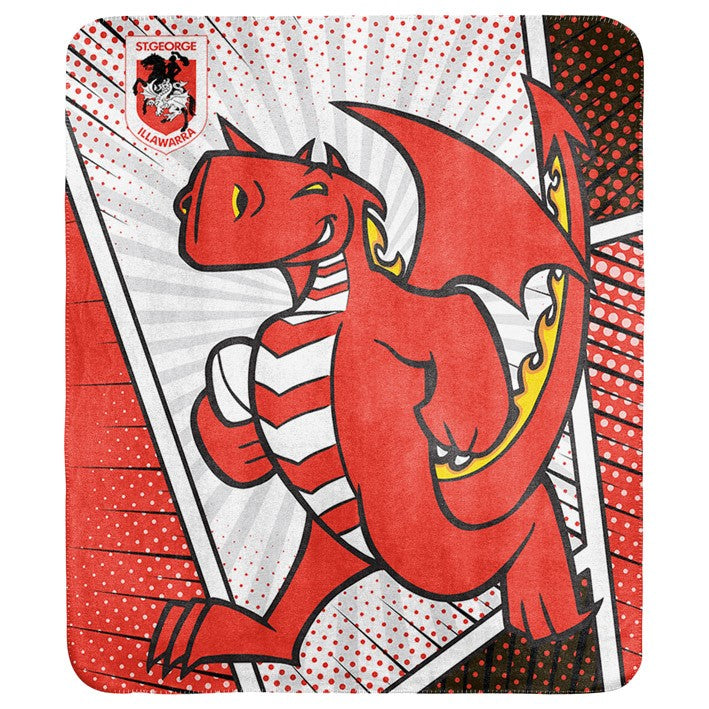 St George Illawarra Dragons Coral Fleece Throw Rug