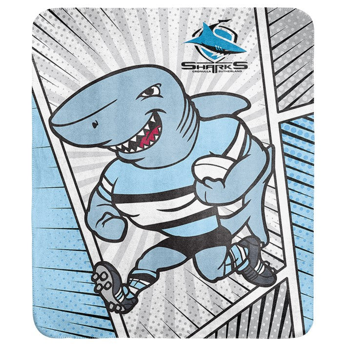 Cronulla Sharks Coral Fleece Throw Rug