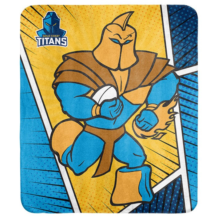 Gold Coast Titans Coral Fleece Throw Rug