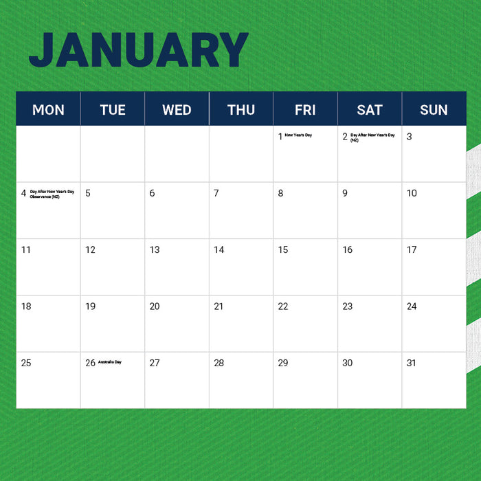 2027 Canberra Raiders Calendar