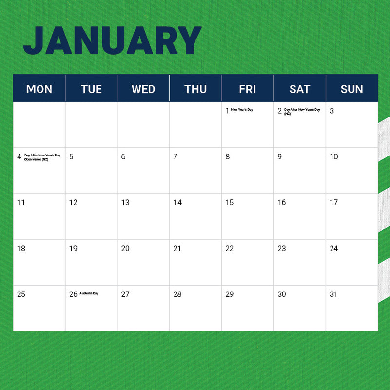 2027 Canberra Raiders Calendar