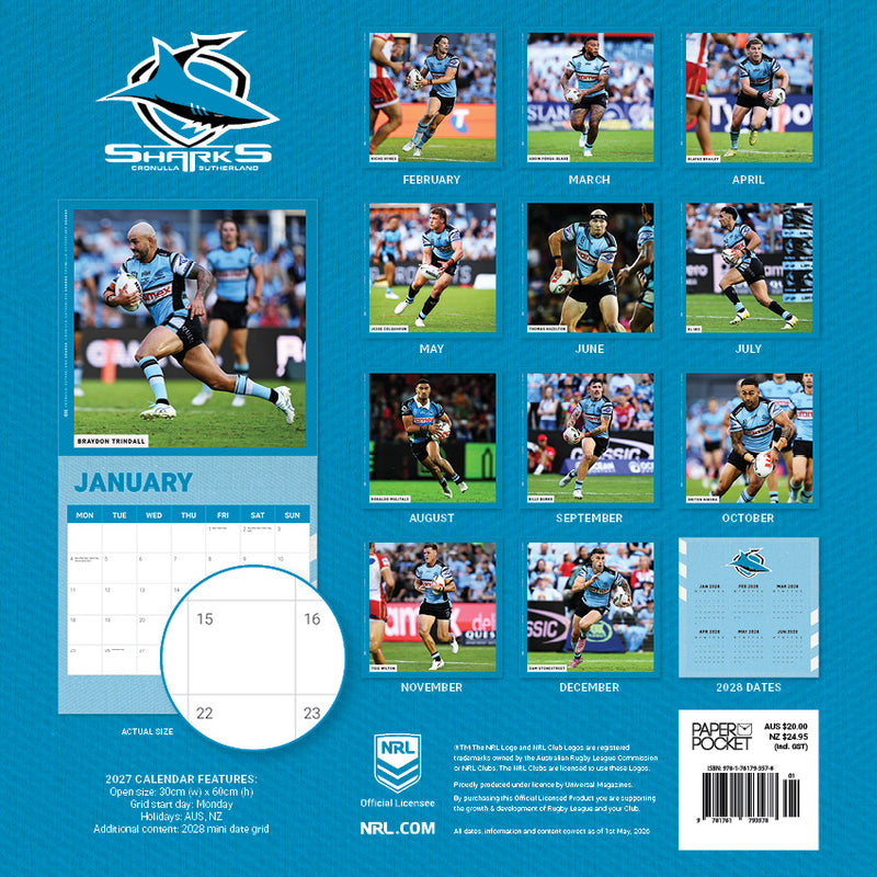 2027 Cronulla Sharks Calendar