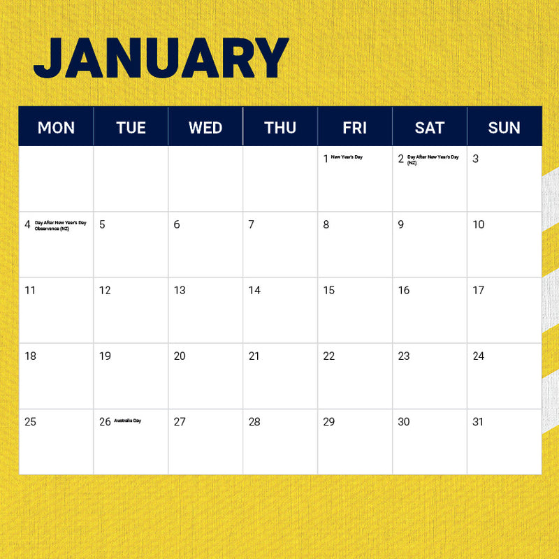 2027 Gold Coast Titans Calendar