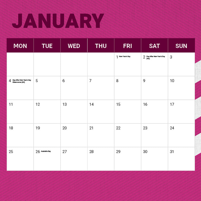 2027 Manly Sea Eagles Calendar