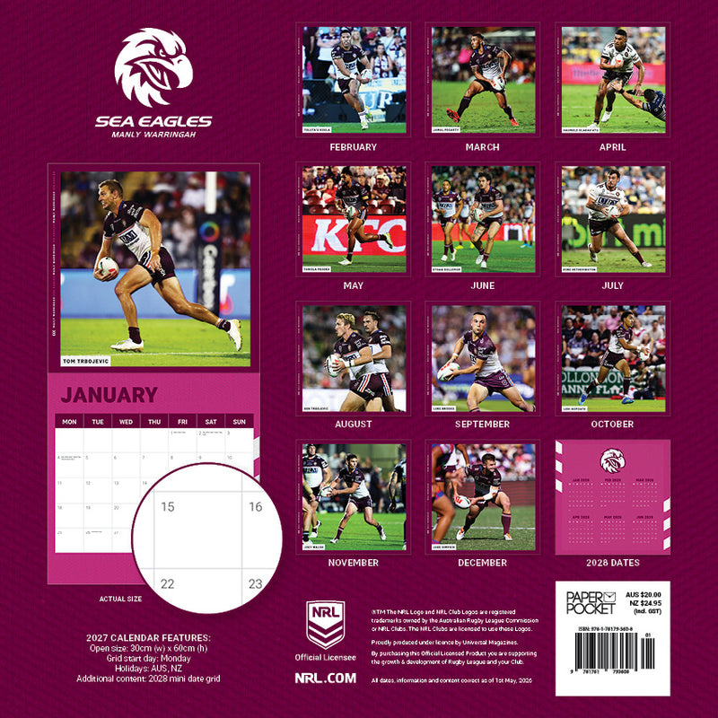 2027 Manly Sea Eagles Calendar