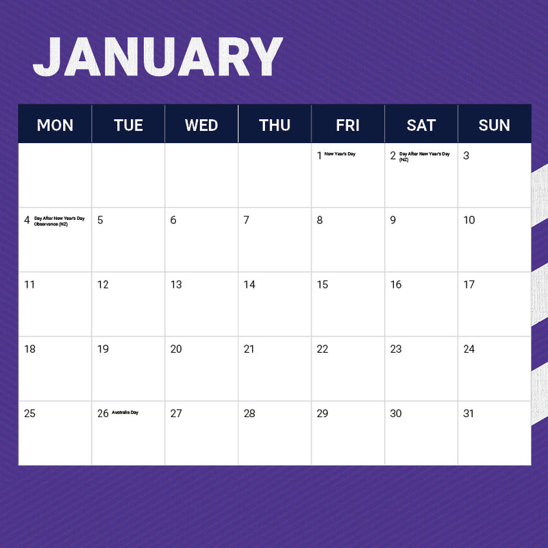 2027 Melbourne Storm Calendar