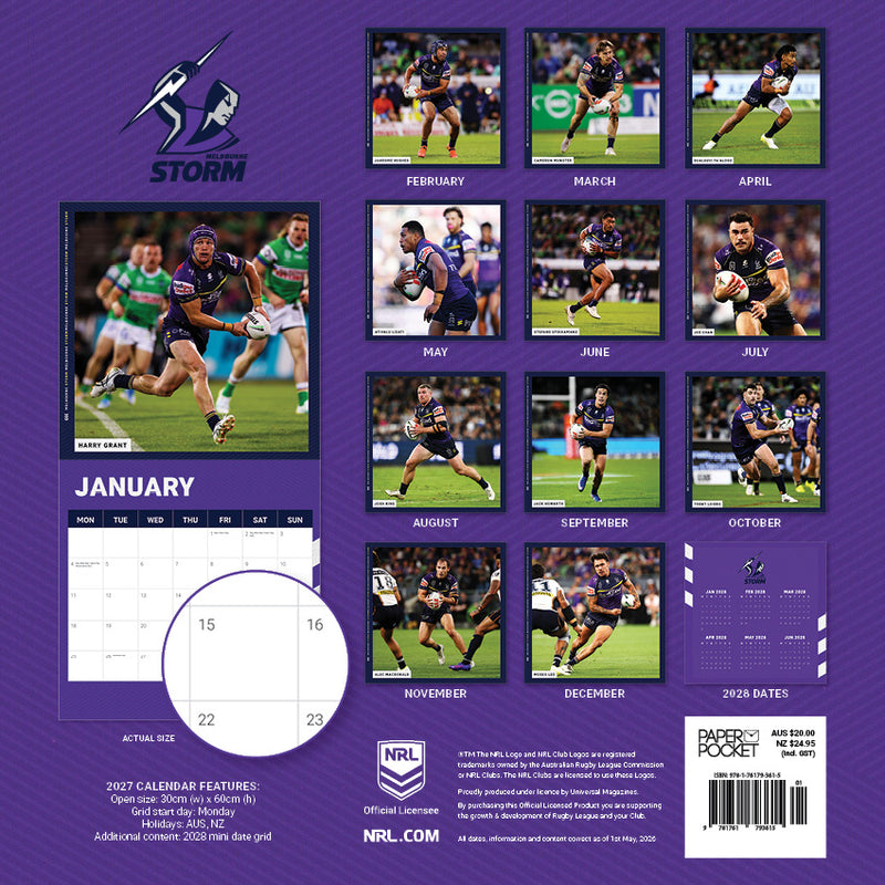 2027 Melbourne Storm Calendar