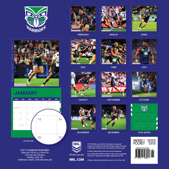 2027 New Zealand Warriors Calendar