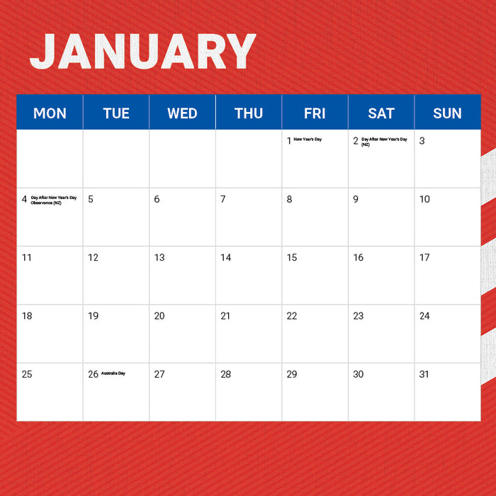 2027 Newcastle Knights Calendar