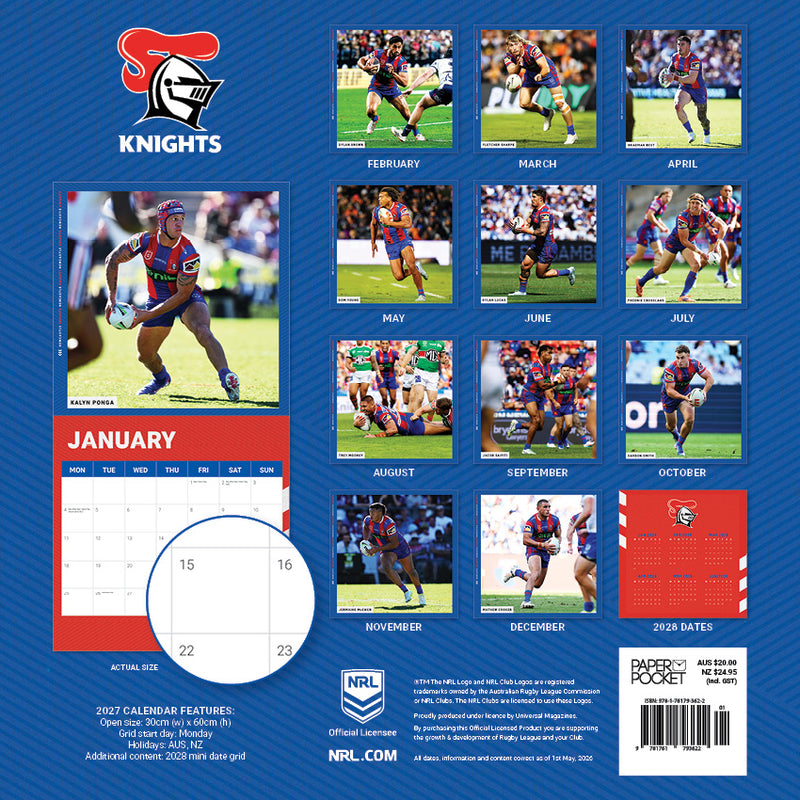 2027 Newcastle Knights Calendar