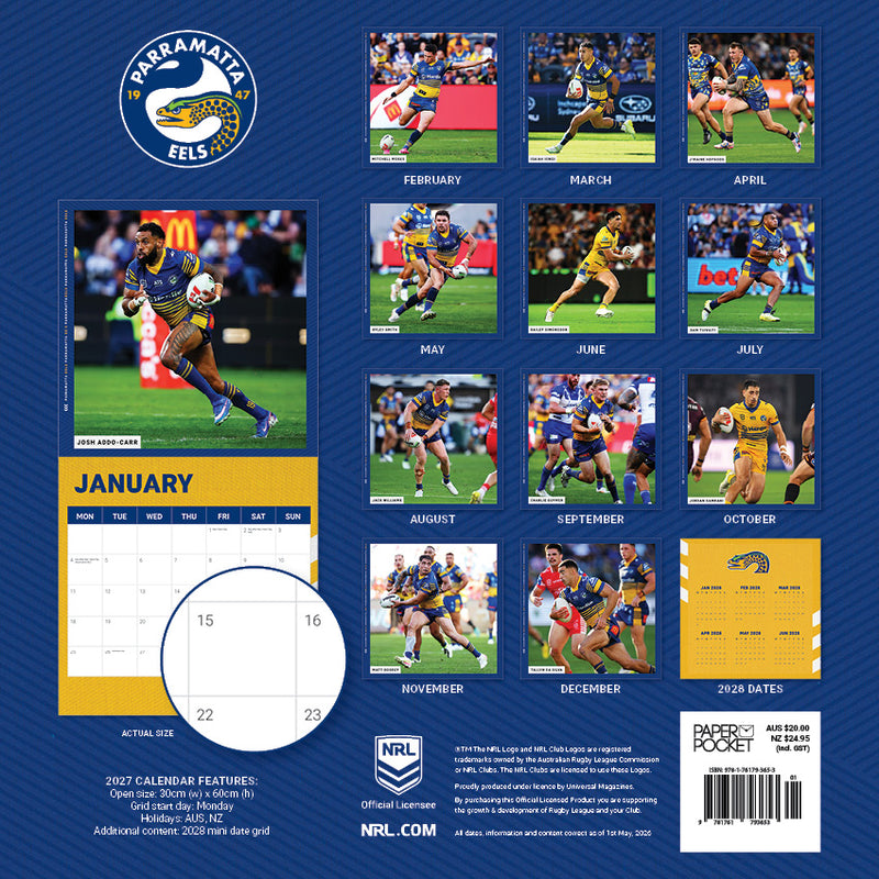 2027 Parramatta Eels Calendar