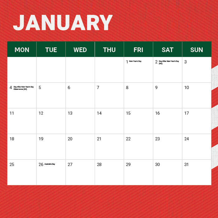 2027 South Sydney Rabbitohs Calendar