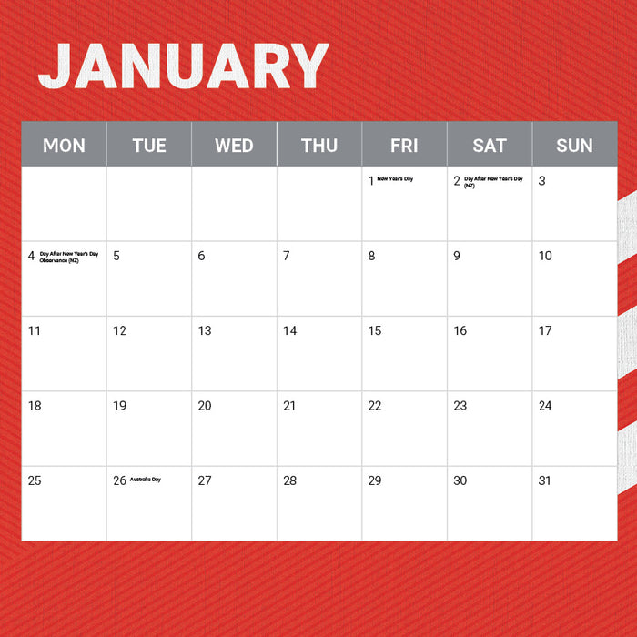 2027 St George Illawarra Dragons Calendar