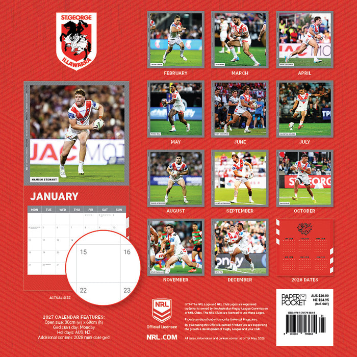 2027 St George Illawarra Dragons Calendar