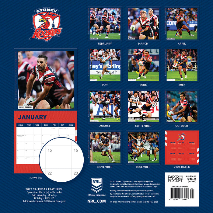 2027 Sydney Roosters Calendar