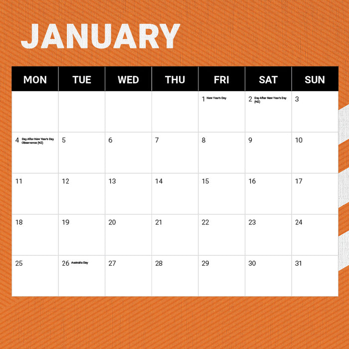2027 Wests Tigers Calendar