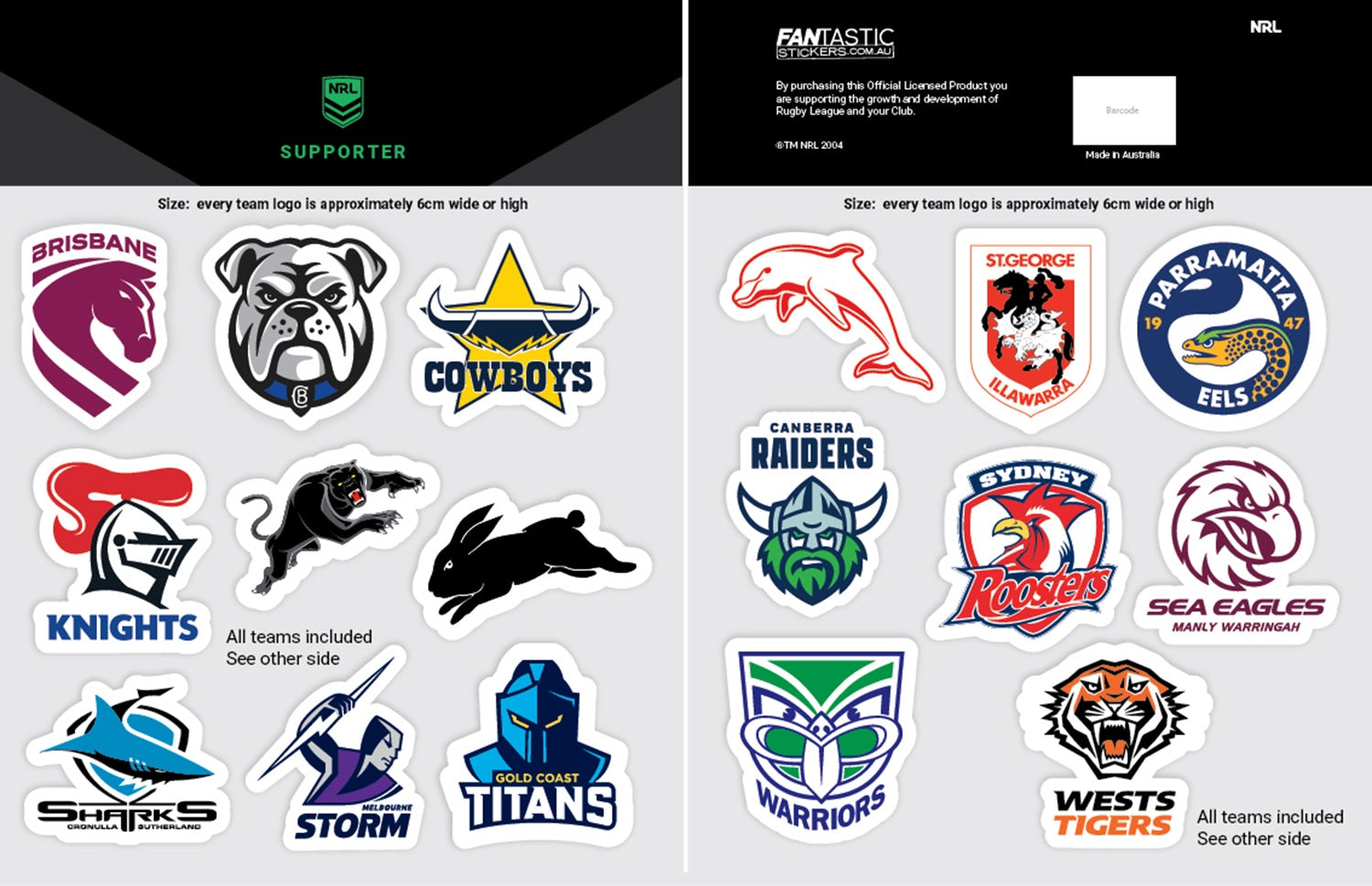 NRL All Logo Sticker Sheet