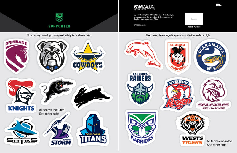 NRL All Logo Sticker Sheet
