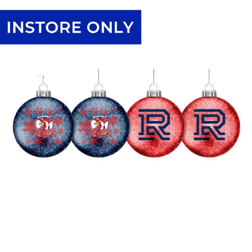 Sydney Roosters Glitter Baubles (4pk)