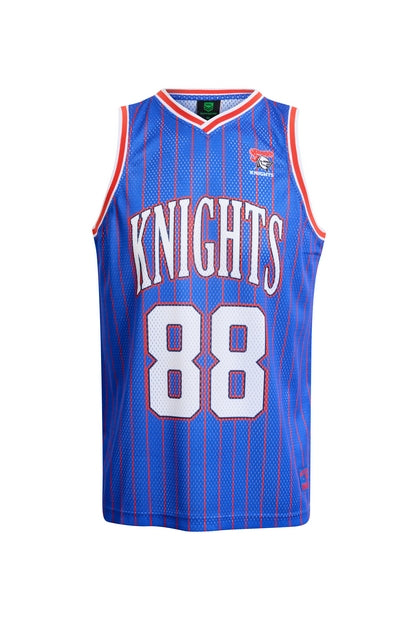 Blue NRL basketball singlet with 'Knights' and number '88'
