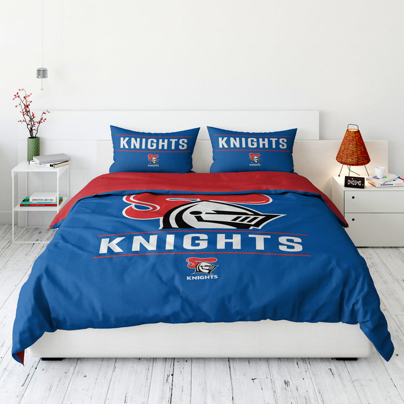Bedding set with 'Knights' branding and logo