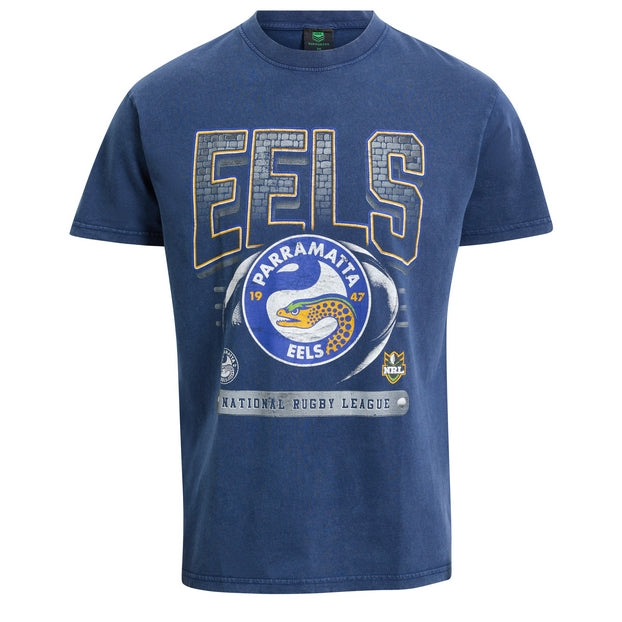 Blue t-shirt with Parramatta Eels rugby league logo