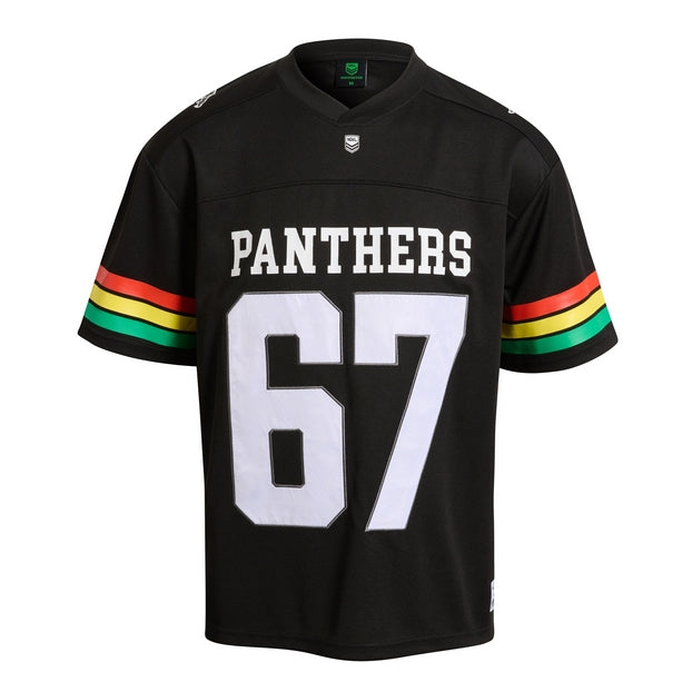 Black NRL gridiron jersey with 'PANTHERS' and number '67' on