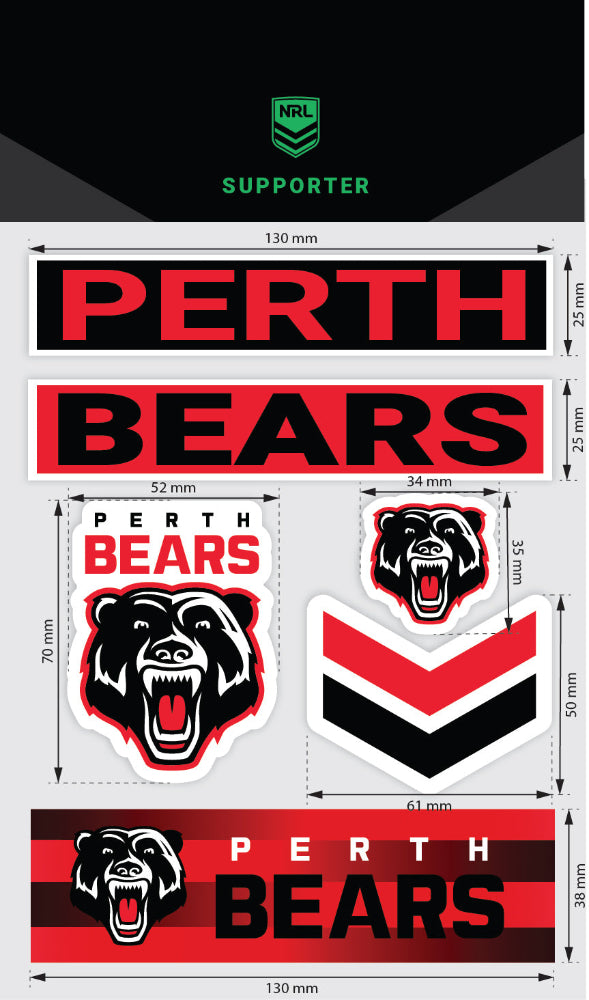 Perth Bears Sticker Sheet - Wordmark