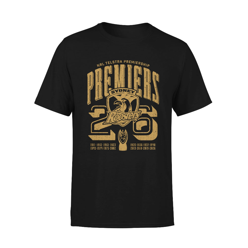 *PRE ORDER 9/10* Sydney Roosters 2026 Adults Premiers Shirt - Black