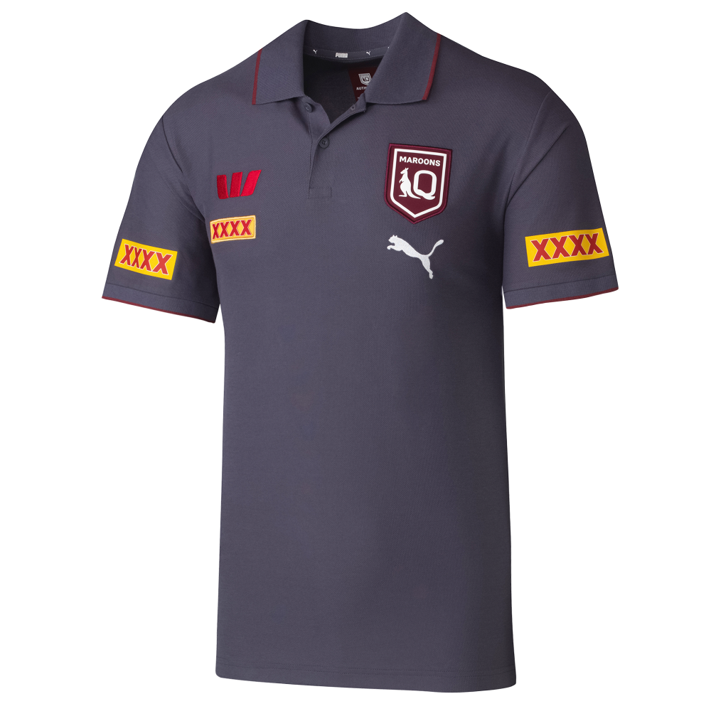 QLD Maroons 2026 Mens Players Team Polo - Grey