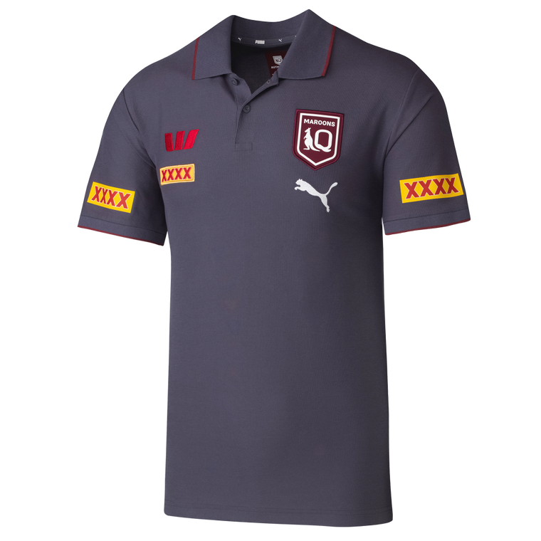QLD Maroons 2026 Mens Players Team Polo - Grey
