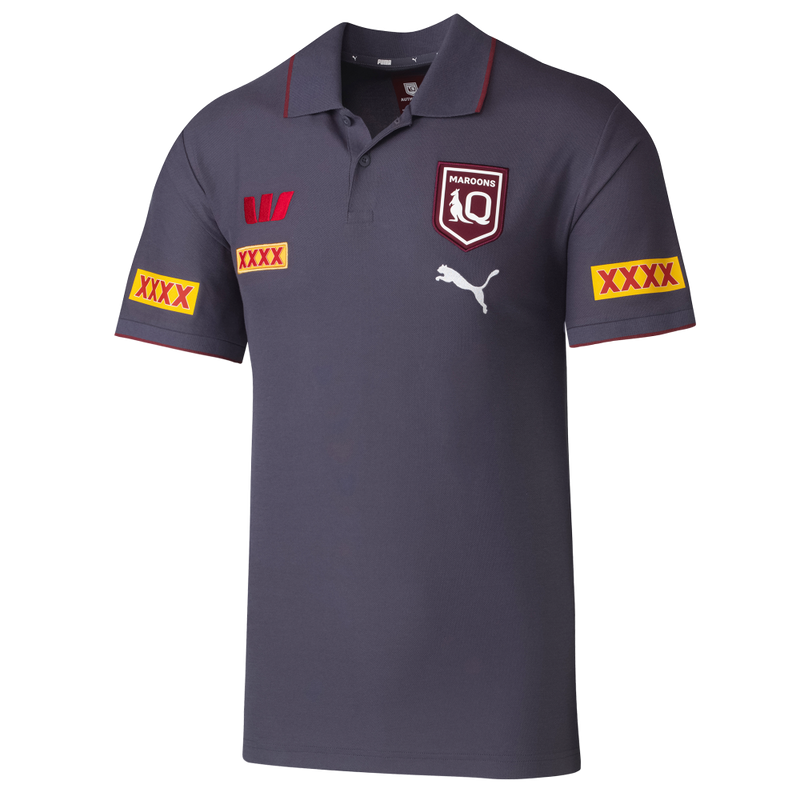 QLD Maroons 2026 Mens Players Team Polo - Grey