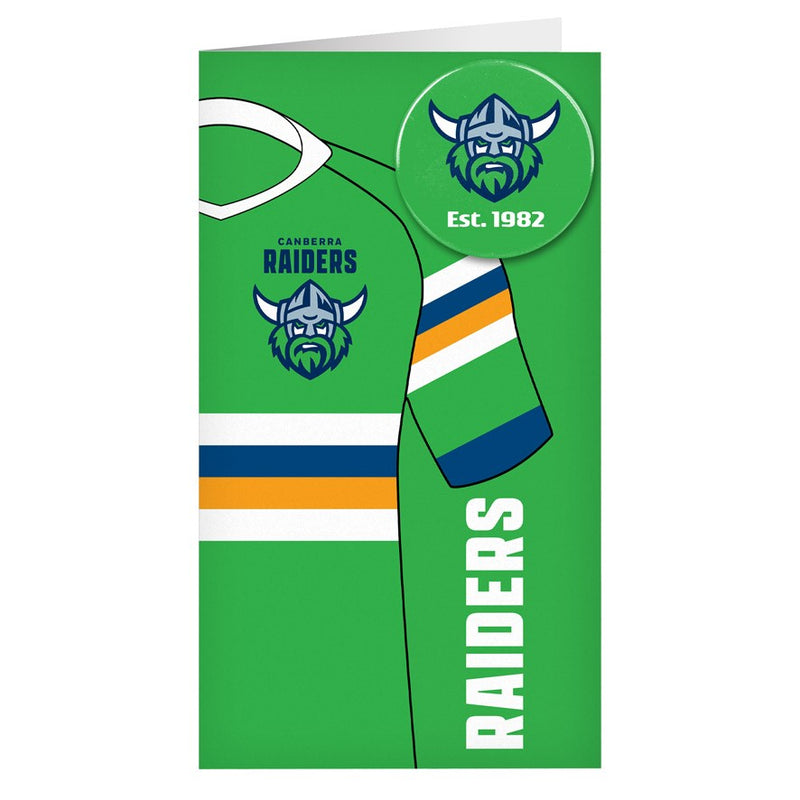 Canberra Raiders Birthday Card + Badge