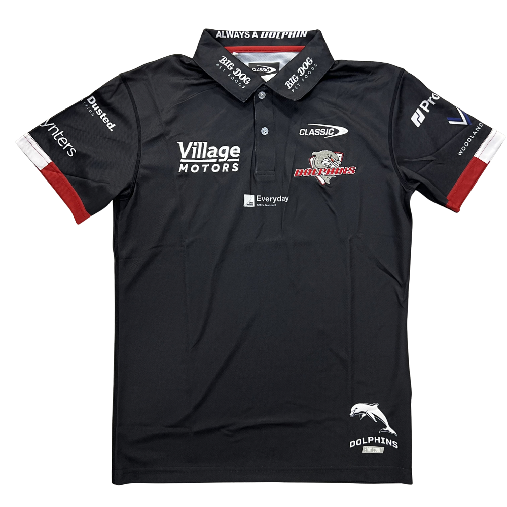 Redcliffe Dolphins 2026 Mens Players Polo - Black