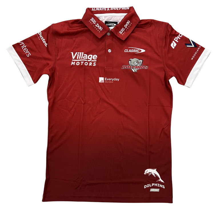 Redcliffe Dolphins 2026 Mens Players Polo - Red