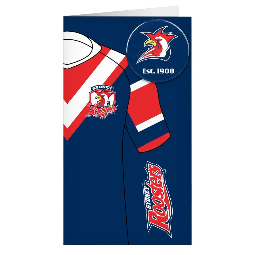 Sydney Roosters Birthday Card + Badge