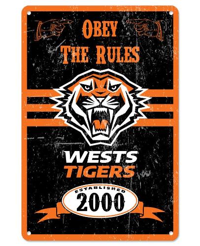 Wests Tigers Retro Tin Sign