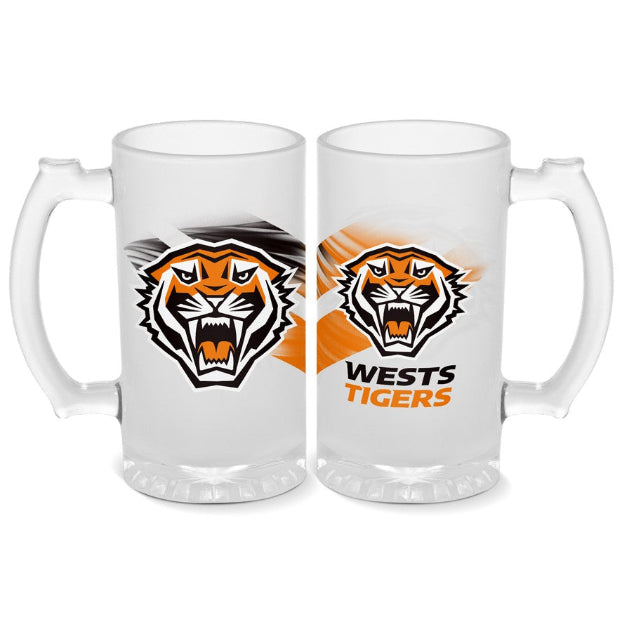 Wests Tigers Frosted Stein Glass
